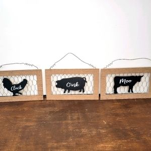 Set of 3 Mini Farmhouse Decor chicken, cow, 🐖pig